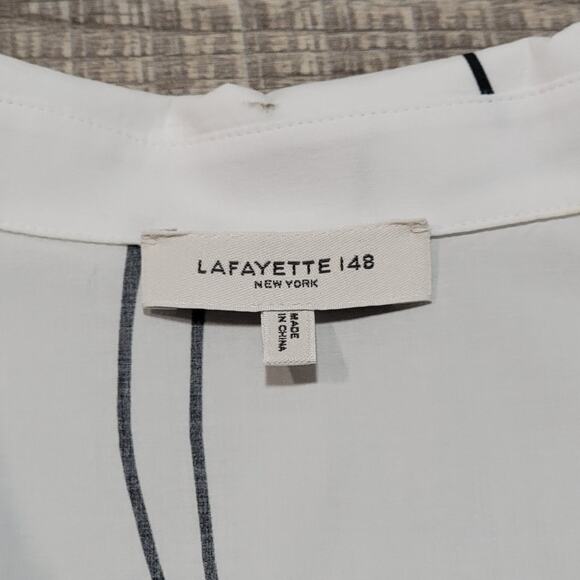 Lafayette 148 New York Button Up Shirt Size XL Geometric Art Print Boho Modern - Picture 3 of 6